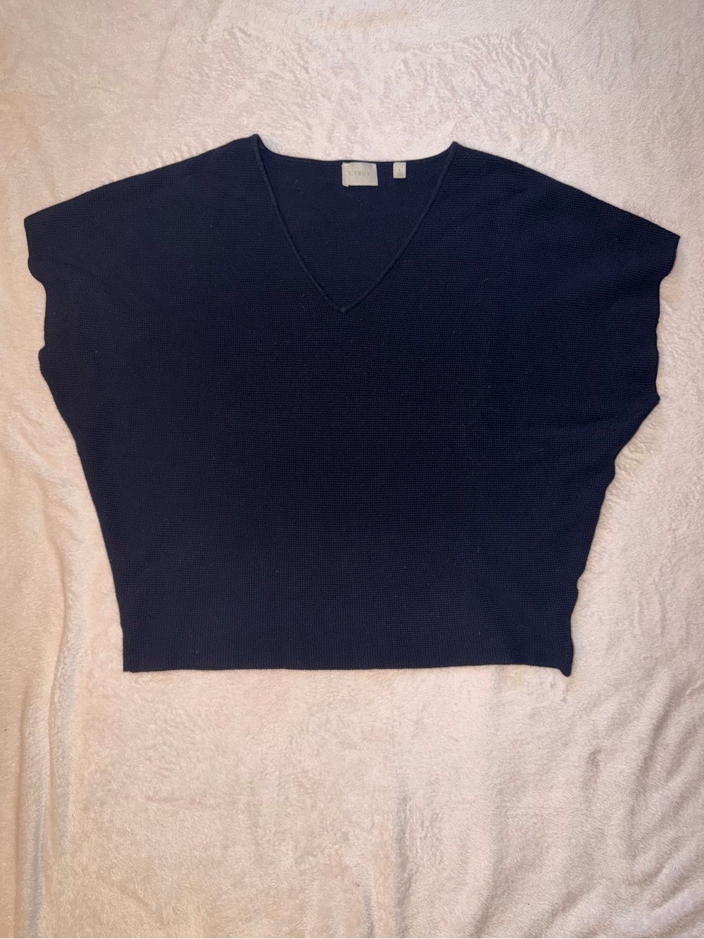 Cyrus Navy V-Neck Knit Top